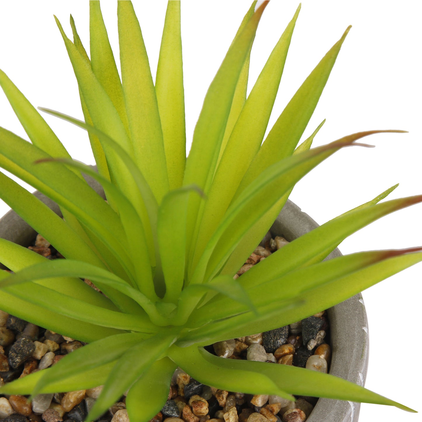 GIA Faux Agave Succulent Plant with Crafted Pot and Wooden Stand, Lush Green, Set of 2