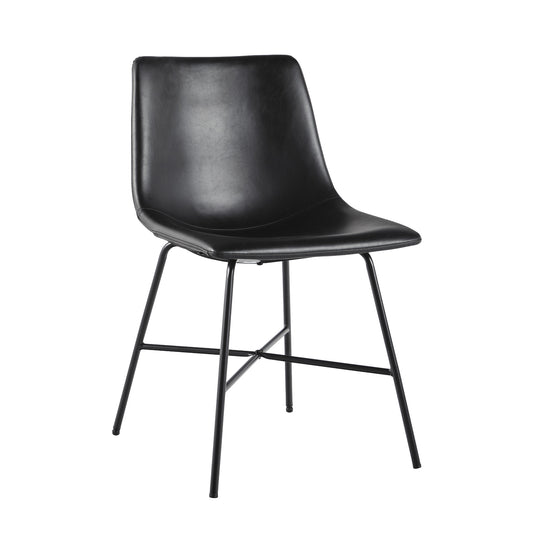 Modern Upholstered Dining Chair with Metal X Base, Set of 2, Black