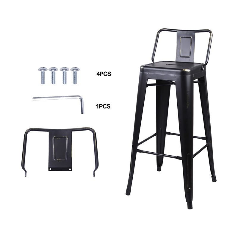 GIA 30 Inches High Back Black Metal Stool