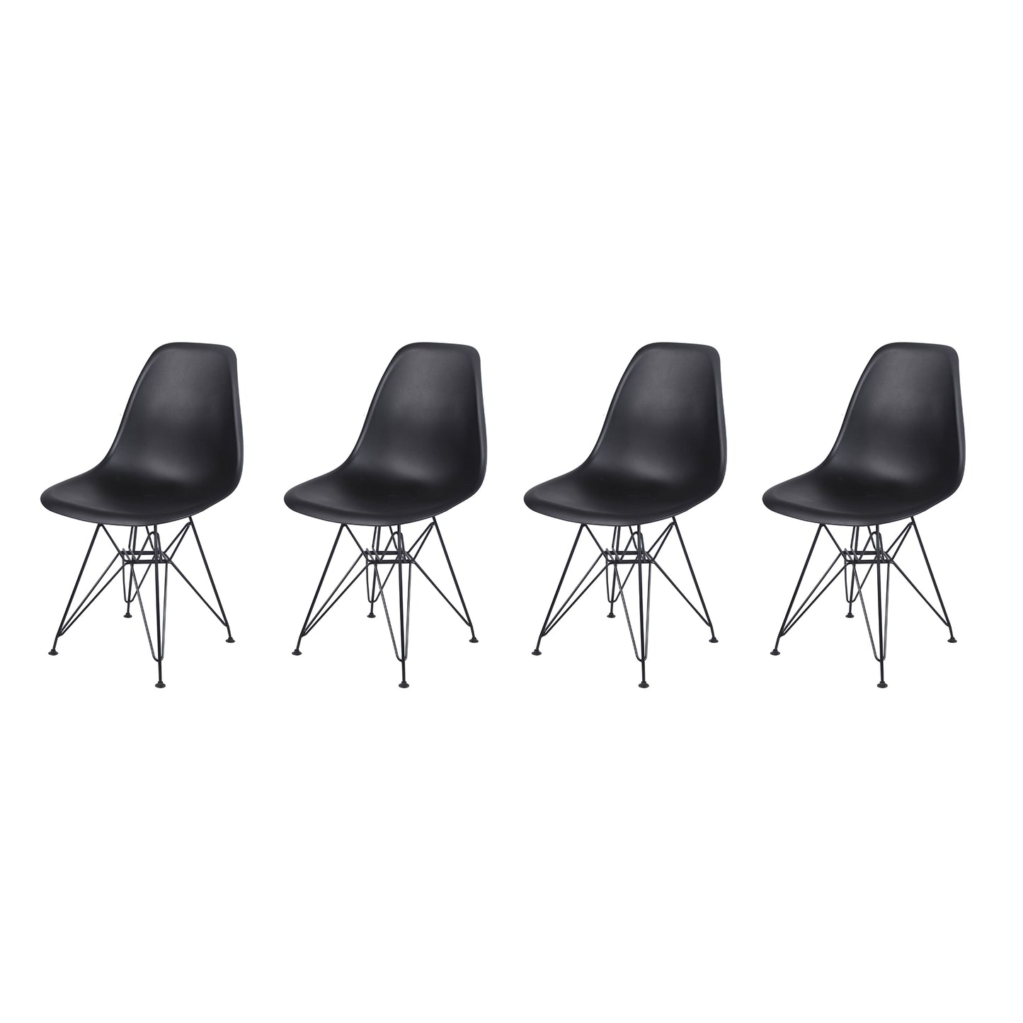 GIA Plastic Armless Chair with Metal Legs-Black