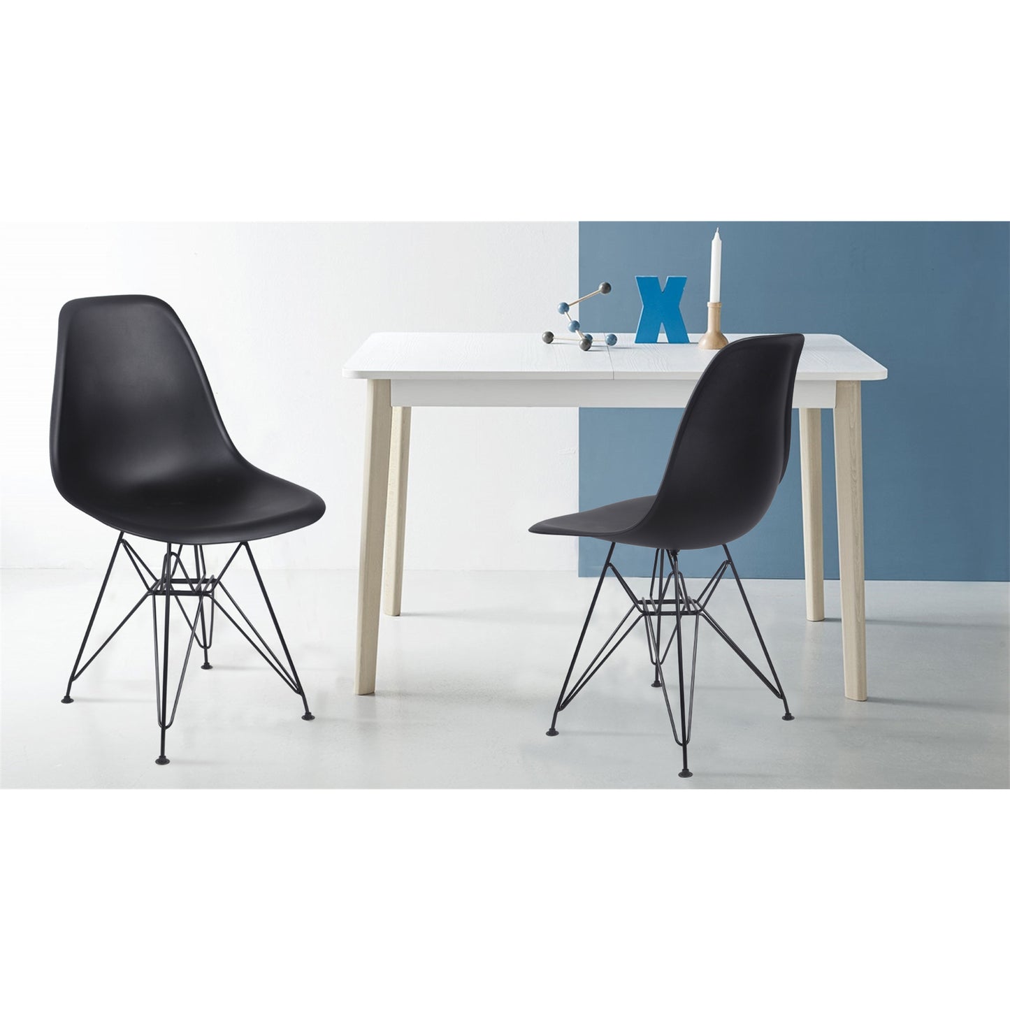 GIA Plastic Armless Chair with Metal Legs-Black