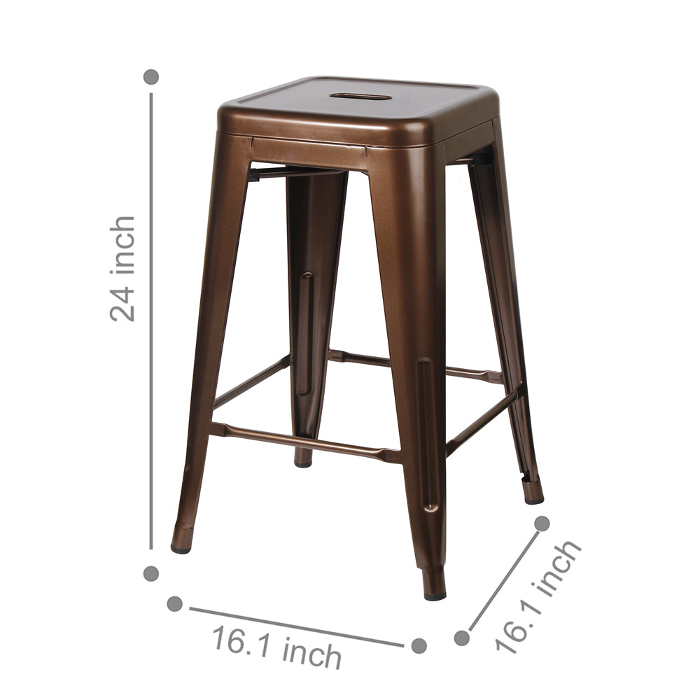 GIA Coffee Color 24 Inch Backless Metal Stool