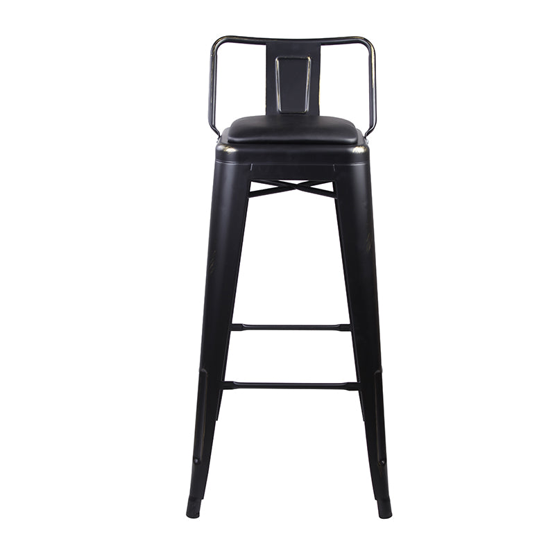 GIA 30 Inches High Back Black Metal Stool with Black PU Seat