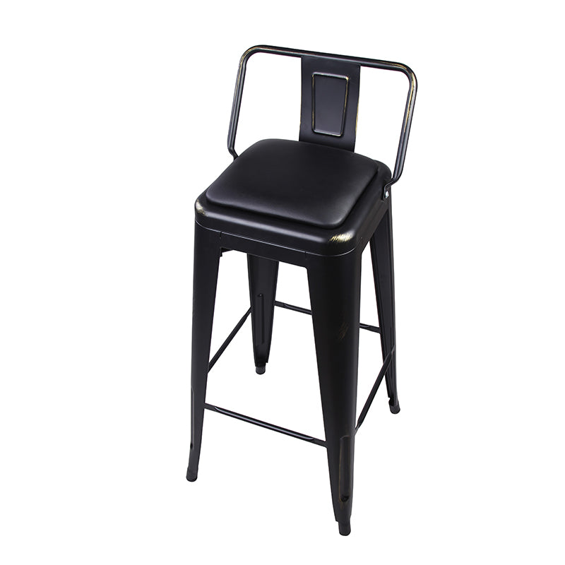 GIA 30 Inches High Back Black Metal Stool with Black PU Seat