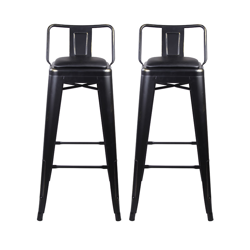 GIA 30 Inches High Back Black Metal Stool with Black PU Seat