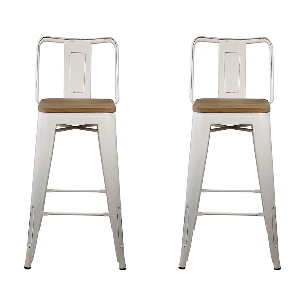 GIA 30 Inches High Back White Metal Stool with Light Wood Seat