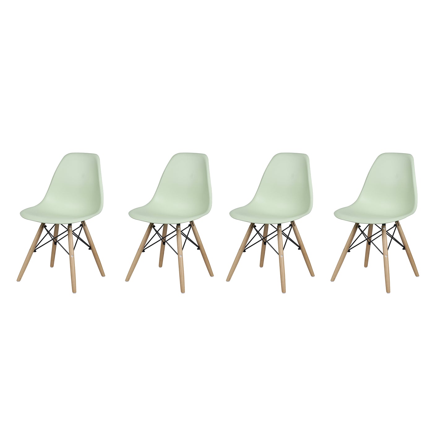 GIA Plastic Armless Chair Wood Legs-Green