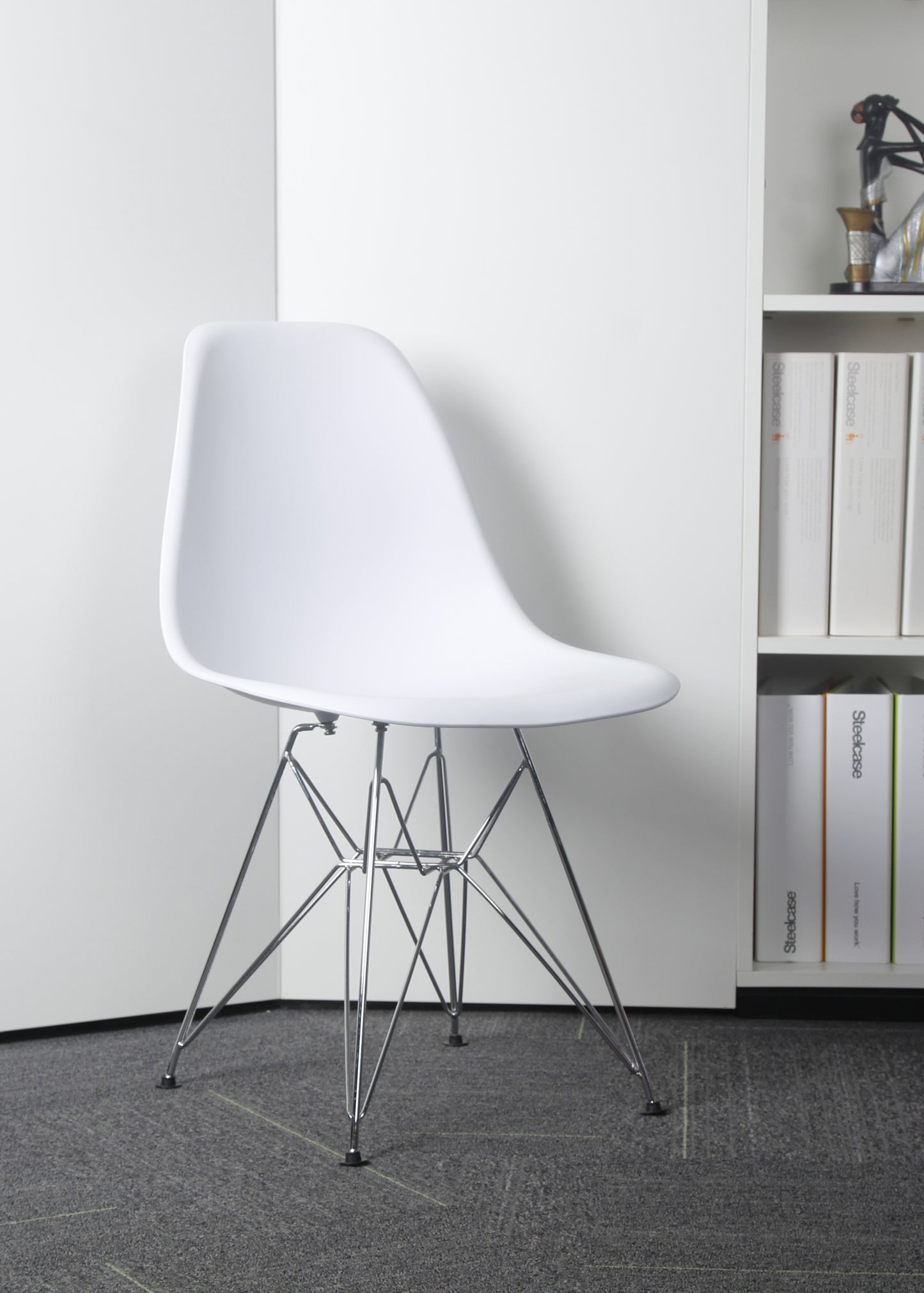 GIA Plastic Armless Chair with Metal Legs-White