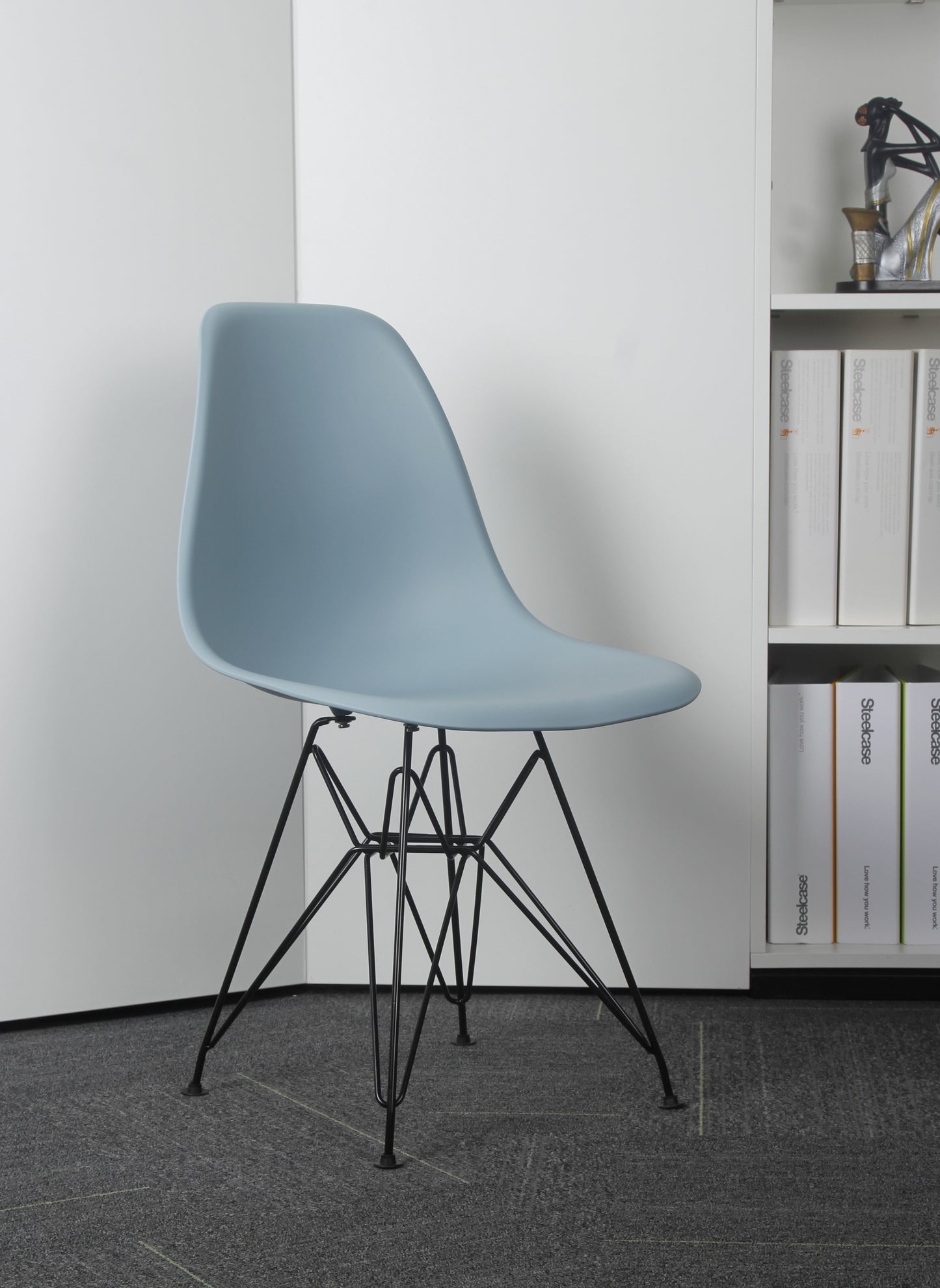 GIA Plastic Armless Chair with Metal Legs-Fog