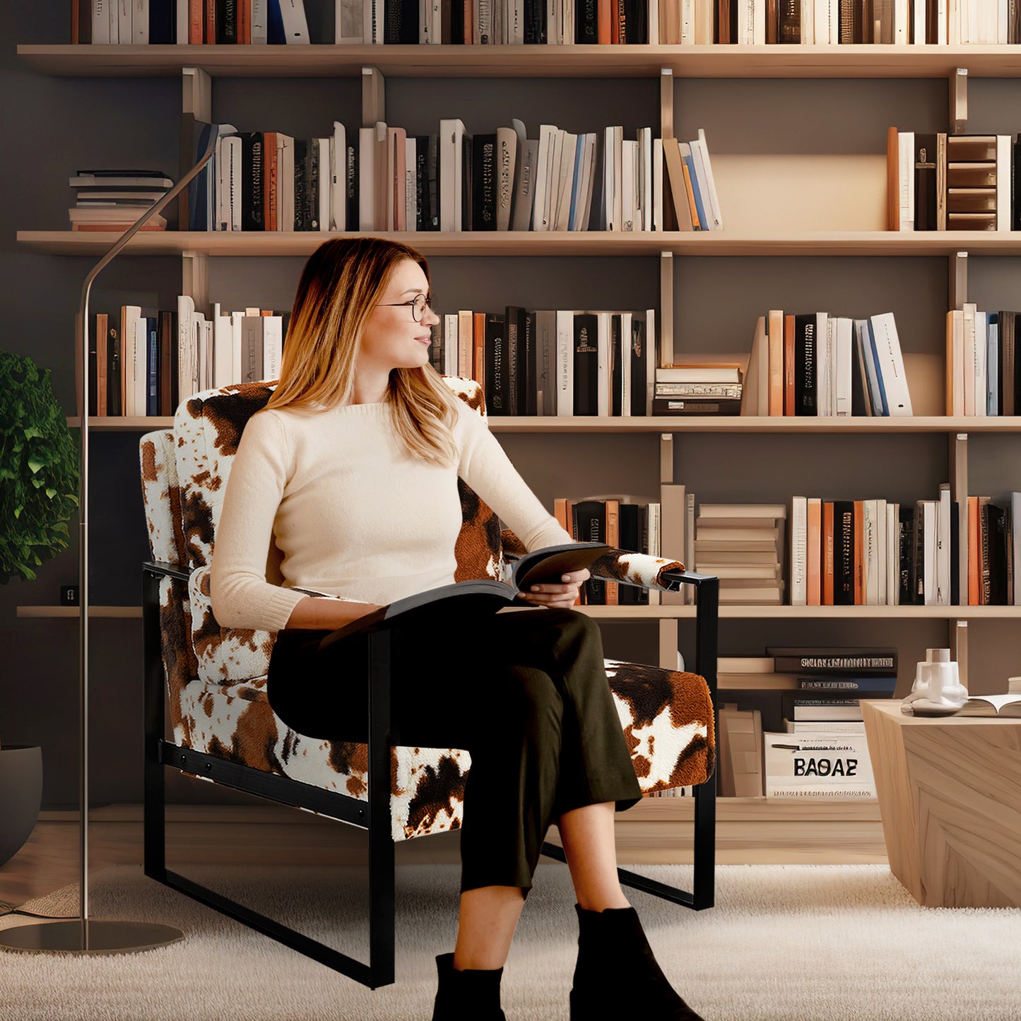 Milk cow square armchair