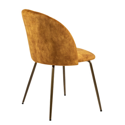 GIA Armless Mid Century Retro Velvet Fabric Dining Chairs, Yellow Velvet