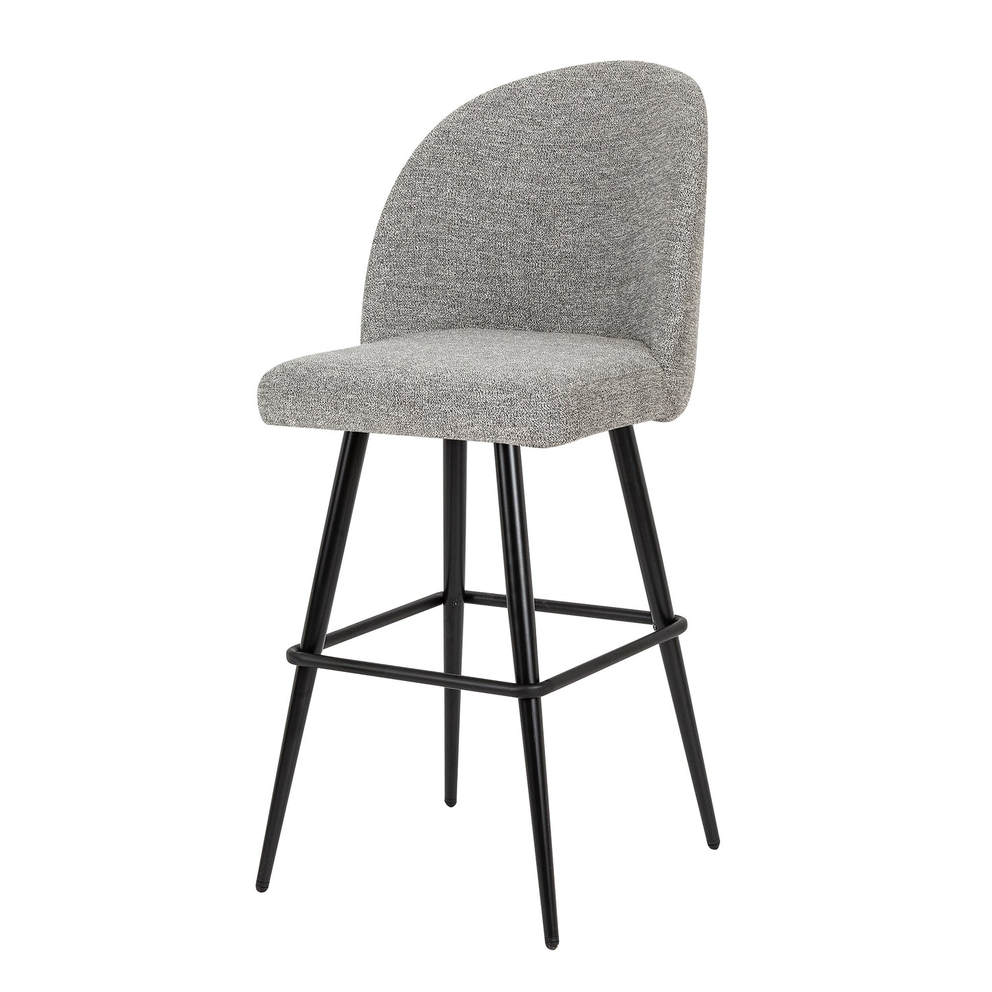 Grey Faux Linen Metal Bar Stool