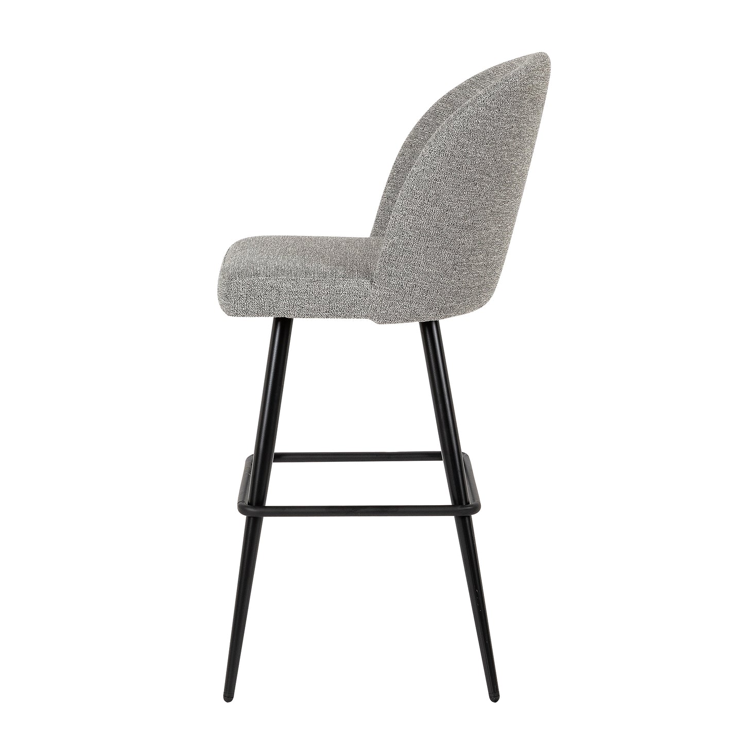 Grey Faux Linen Metal Bar Stool