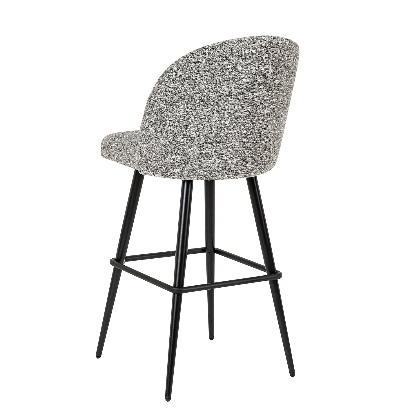 Grey Faux Linen Metal Bar Stool