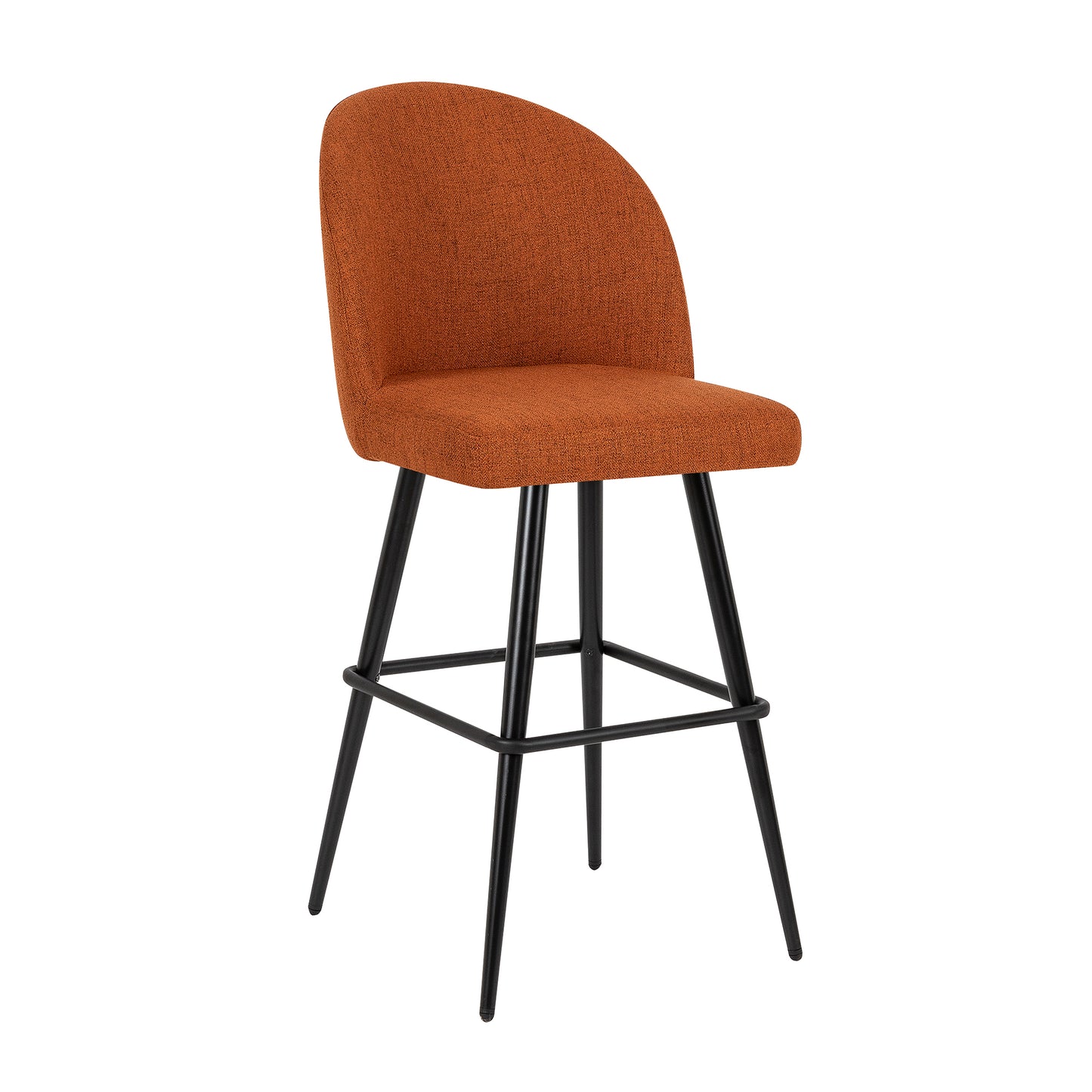Orange Faux Linen Metal Bar Stool