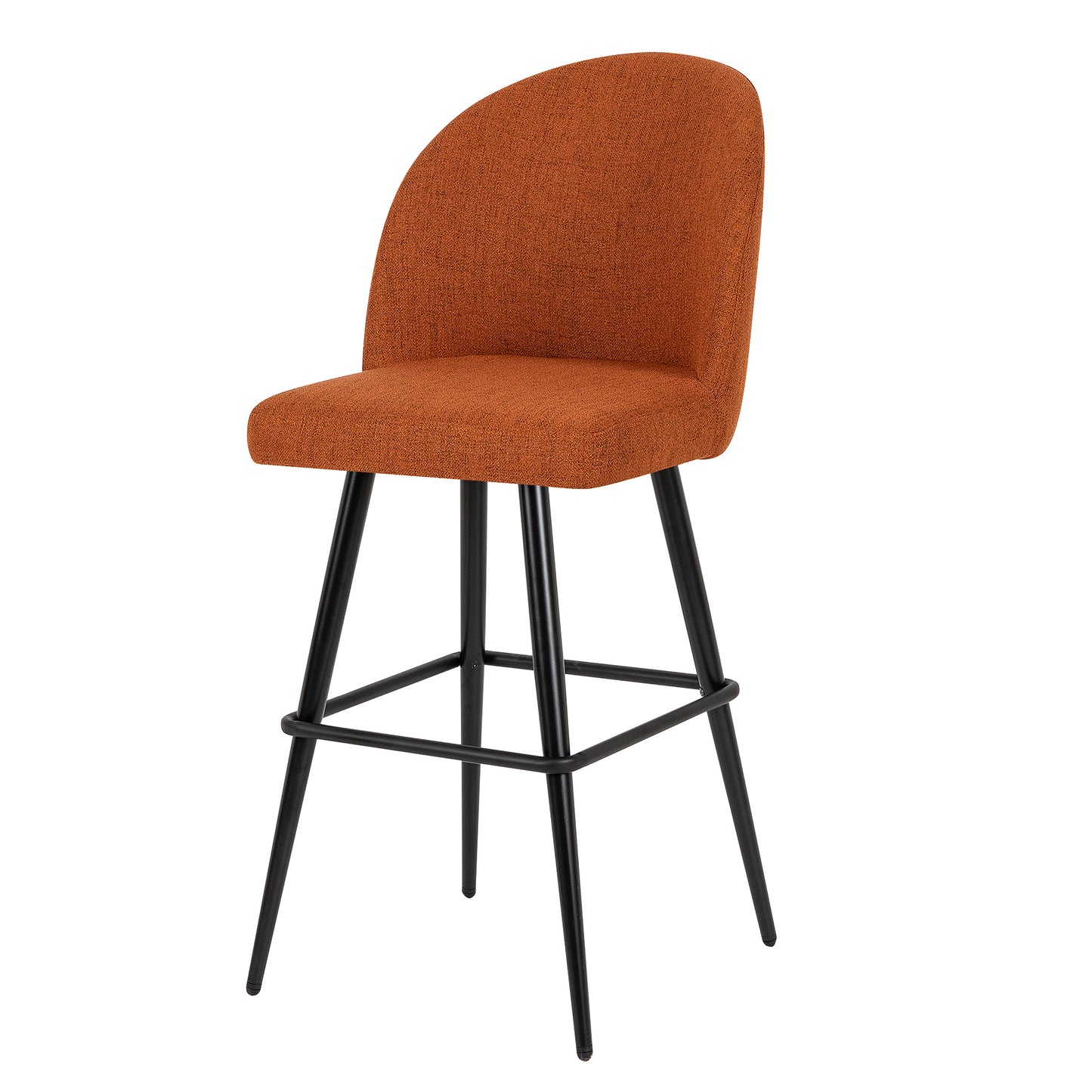 Orange Faux Linen Metal Bar Stool