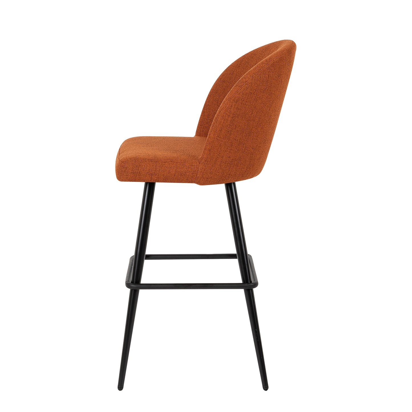 Orange Faux Linen Metal Bar Stool
