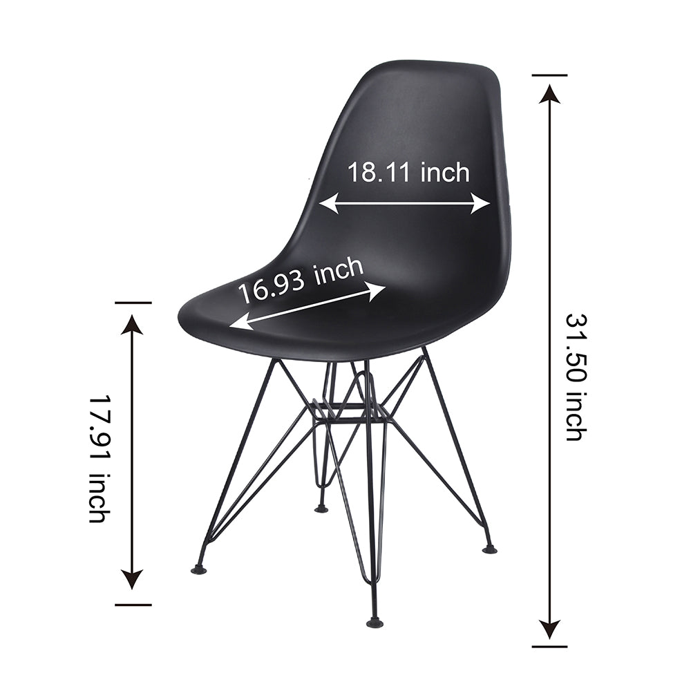 GIA Plastic Armless Chair with Metal Legs-Black