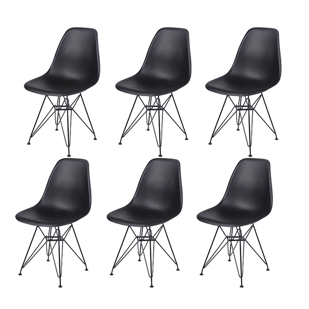 GIA Plastic Armless Chair with Metal Legs-Black