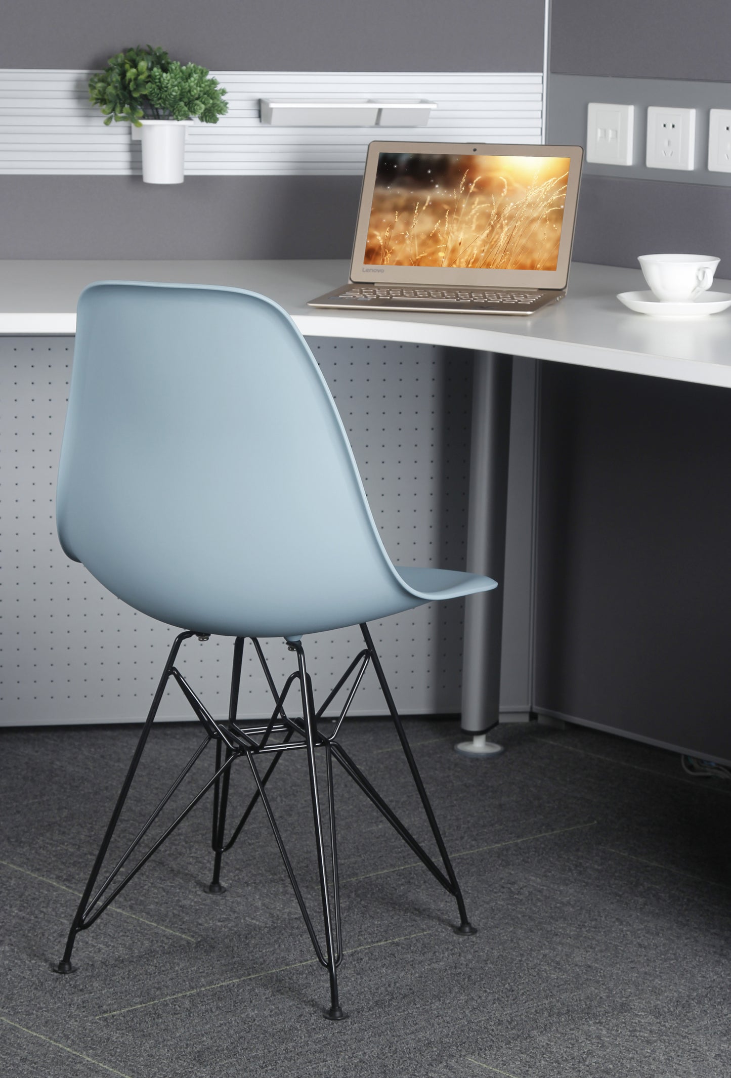 GIA Plastic Armless Chair with Metal Legs-Fog