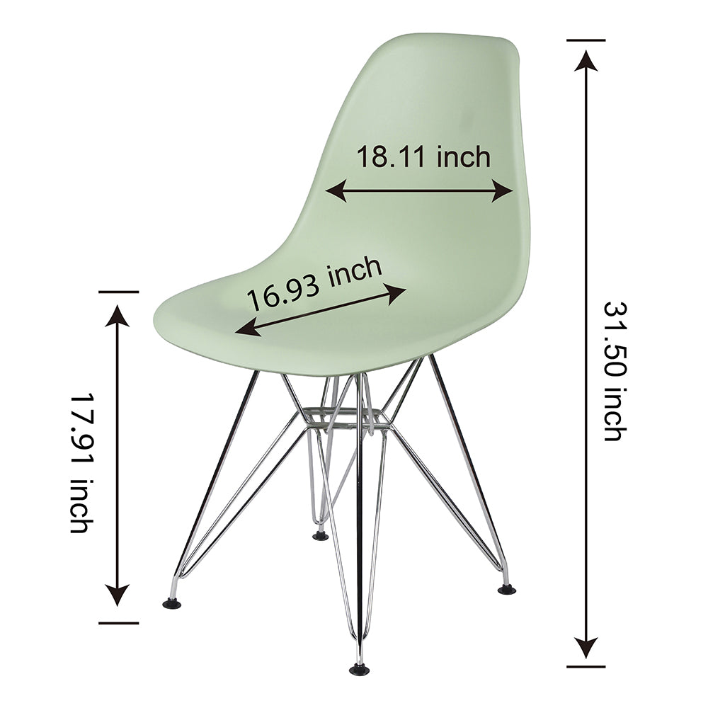 GIA Plastic  Armless Chair with Metal Legs-Green