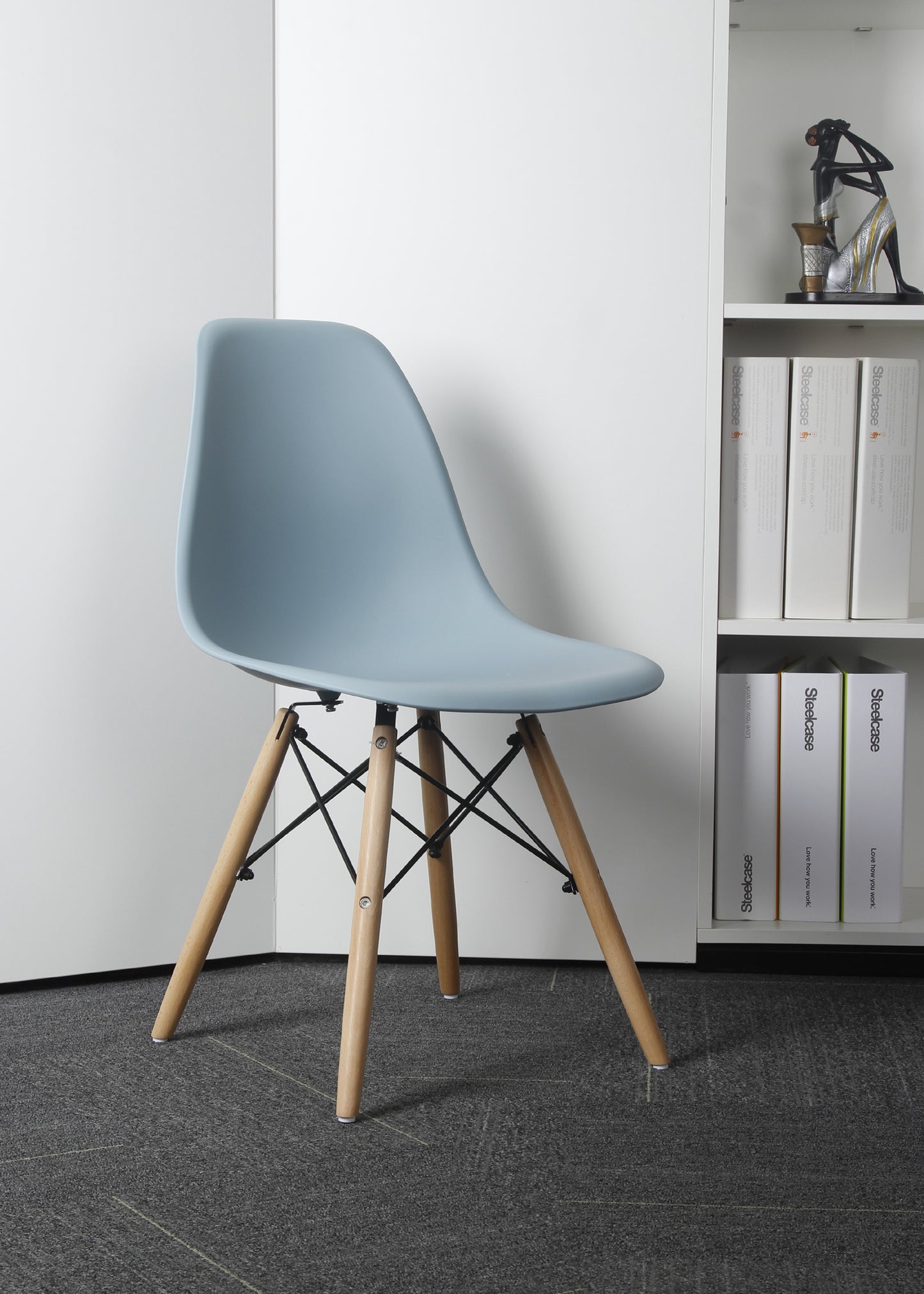 GIA Plastic Armless Chair Wood Legs-Fog