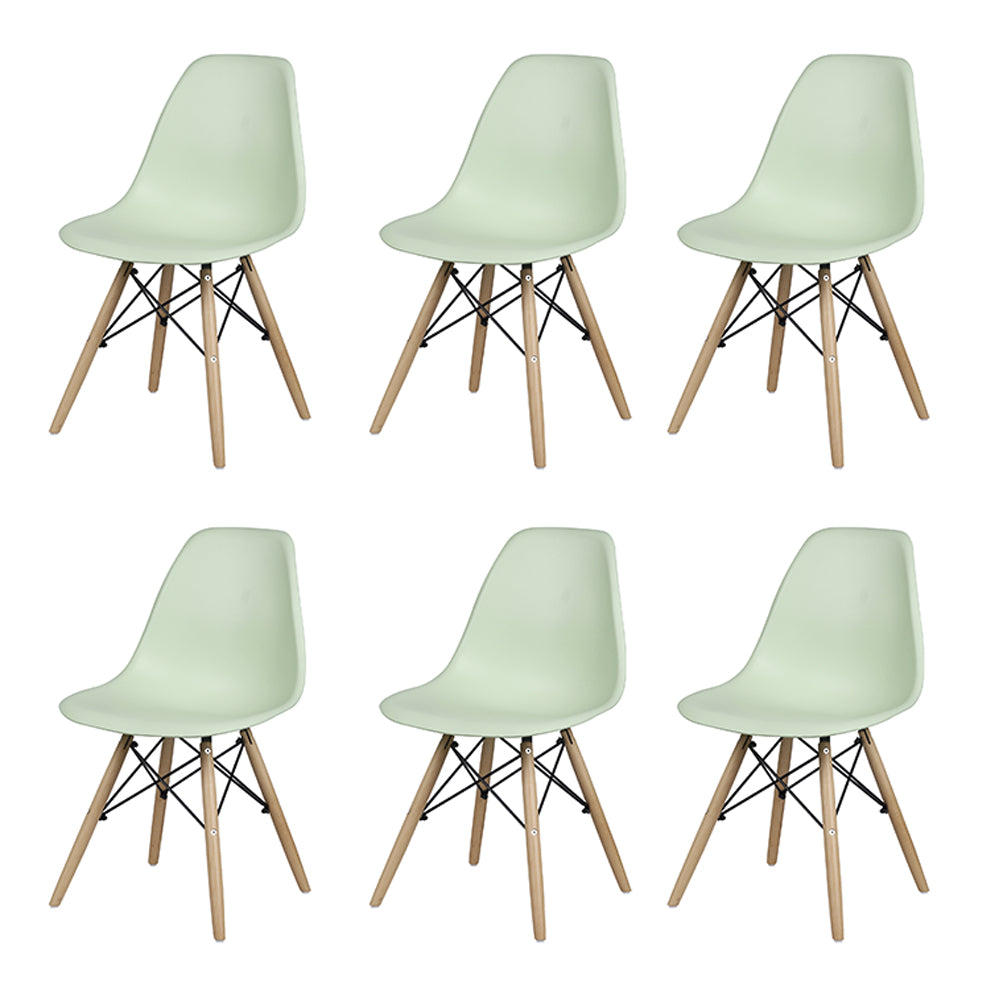 GIA Plastic Armless Chair Wood Legs-Green