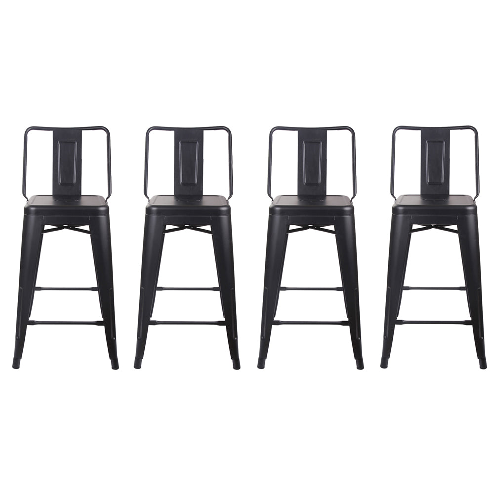 GIA 24 Inches High Back Black Metal Stool
