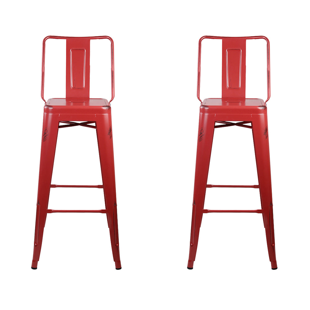 GIA 30 Inches High Back Salmon Red Metal Stool