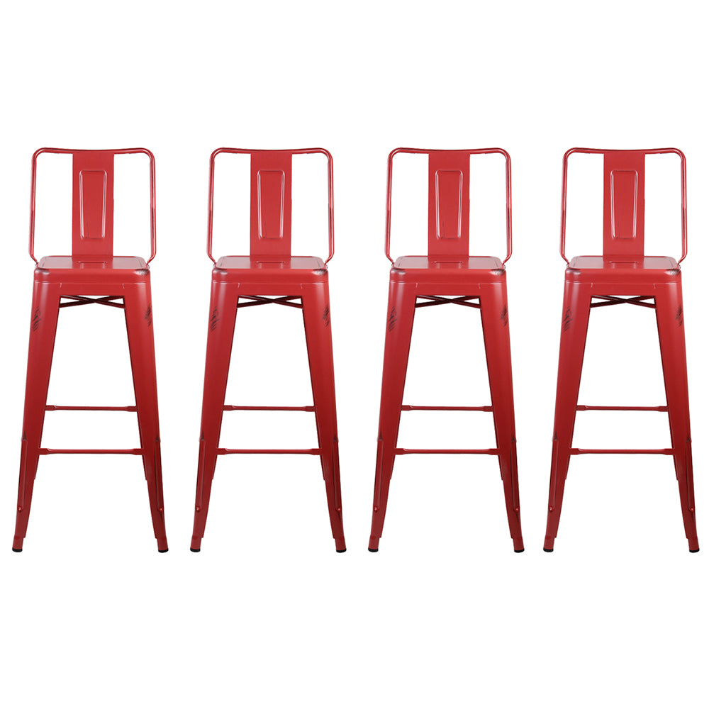 GIA 30 Inches High Back Salmon Red Metal Stool