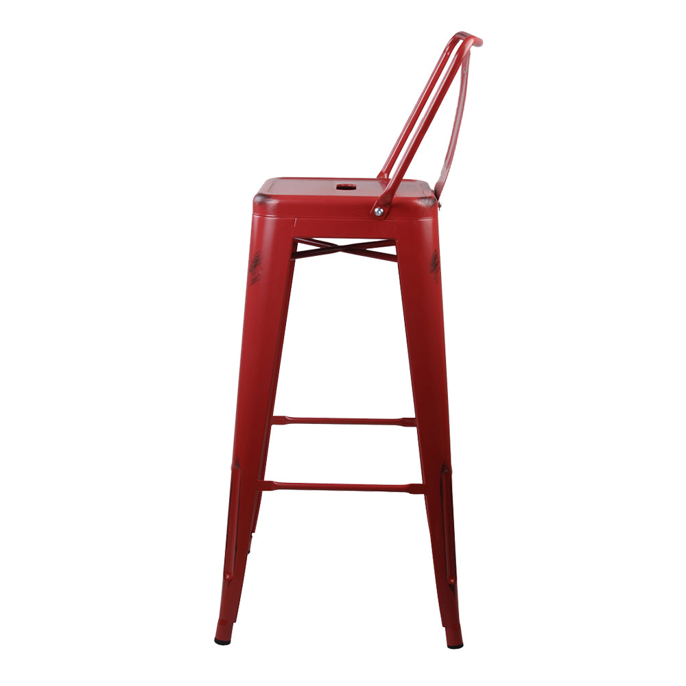 GIA 30 Inches High Back Salmon Red Metal Stool