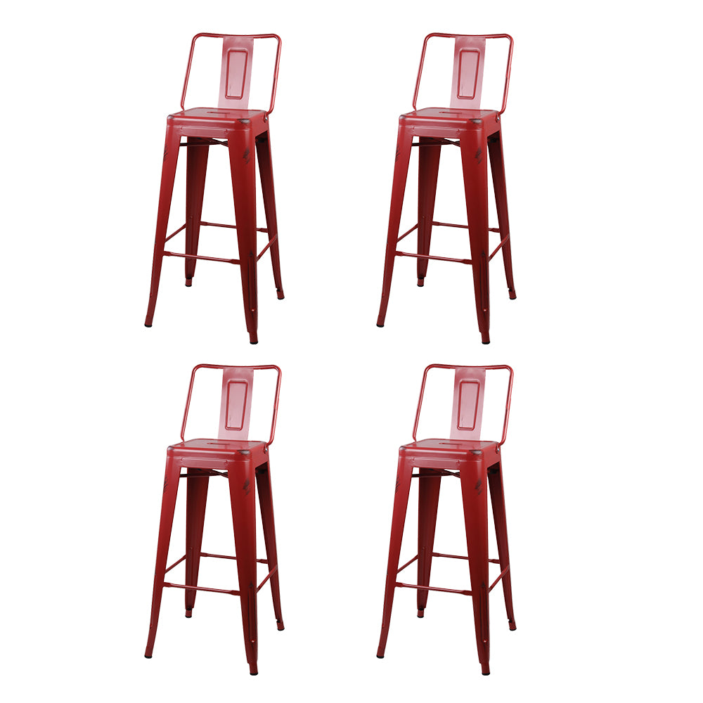 GIA 30 Inches High Back Salmon Red Metal Stool