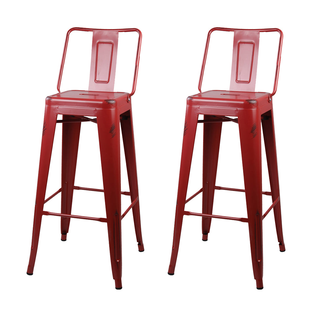 GIA 30 Inches High Back Salmon Red Metal Stool