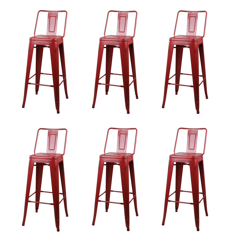 GIA 30 Inches High Back Salmon Red Metal Stool