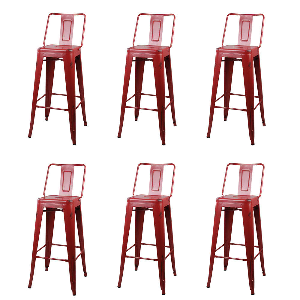 GIA 30 Inches High Back Salmon Red Metal Stool