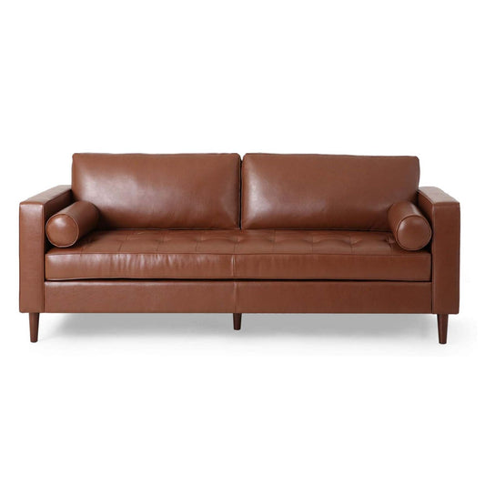 Mirod Comfy 3-seat Sofa with Wooden Legs, PU,  for Living Room and Study