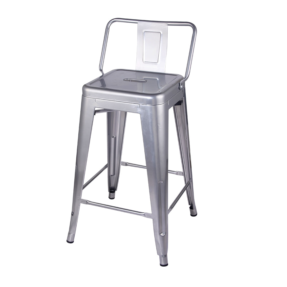 GIA 24 Inch Lowback Silver Metal Stool