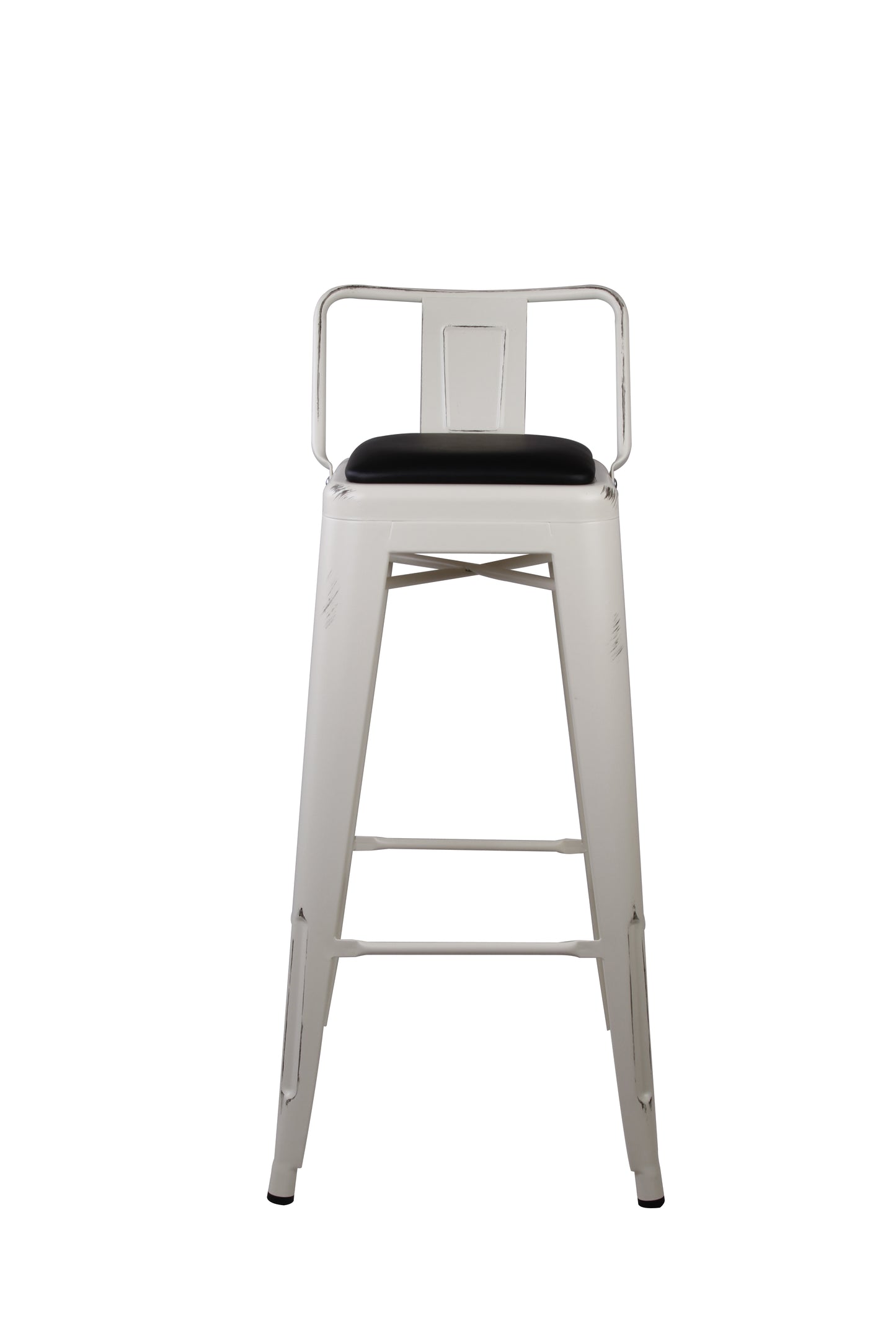 GIA 30 Inch Lowback White Stool with Black PU Seat