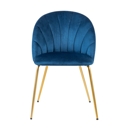 GIA Armless Mid Century Retro Velvet Fabric Dining Chairs, Blue Velvet