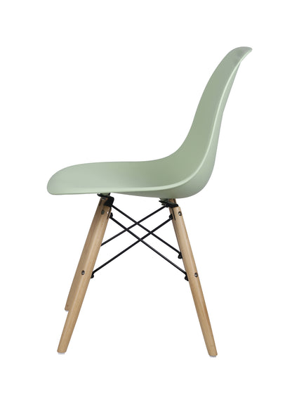 GIA Plastic Armless Chair Wood Legs-Green