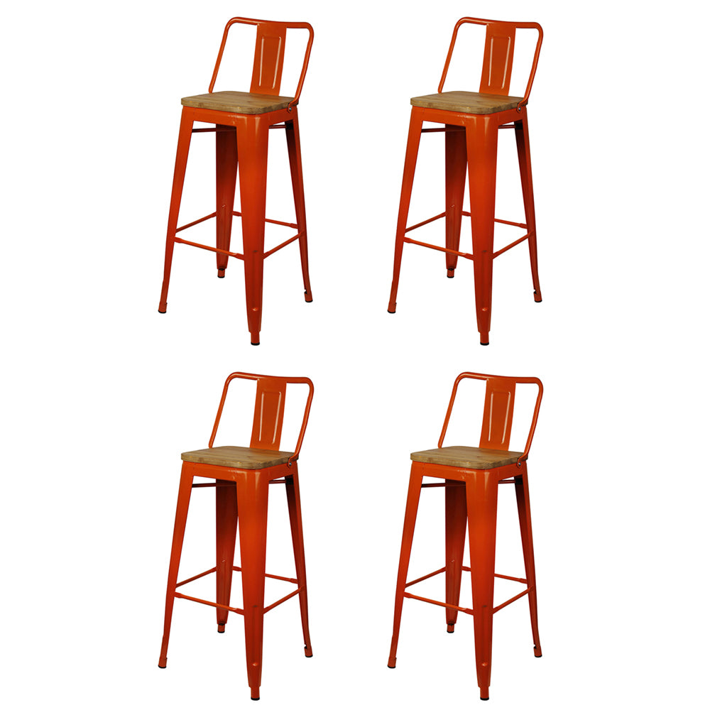 GIA 30 Inches High Back Orange Metal Stool with Wood Seat