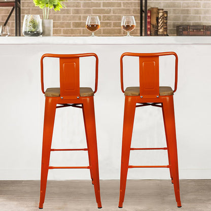 GIA 30 Inches High Back Orange Metal Stool with Wood Seat