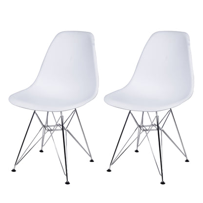 GIA Plastic  Armless Chair with Metal Legs-White