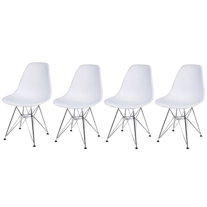 GIA Plastic  Armless Chair with Metal Legs-White