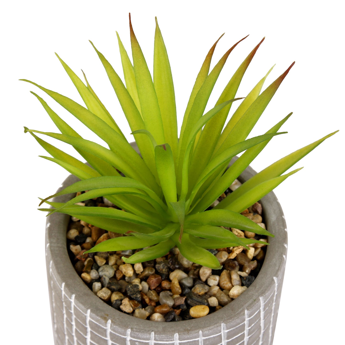 GIA Faux Agave Succulent Plant with Crafted Pot and Wooden Stand, Lush Green, Set of 2