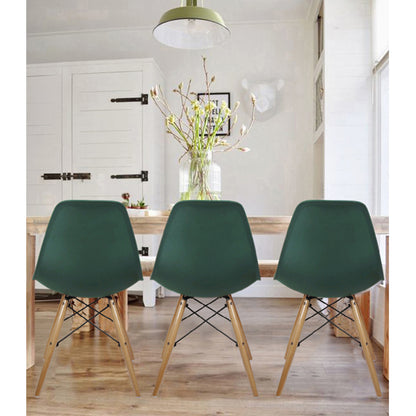 GIA Plastic Armless Chair Wood Legs-Dark Green