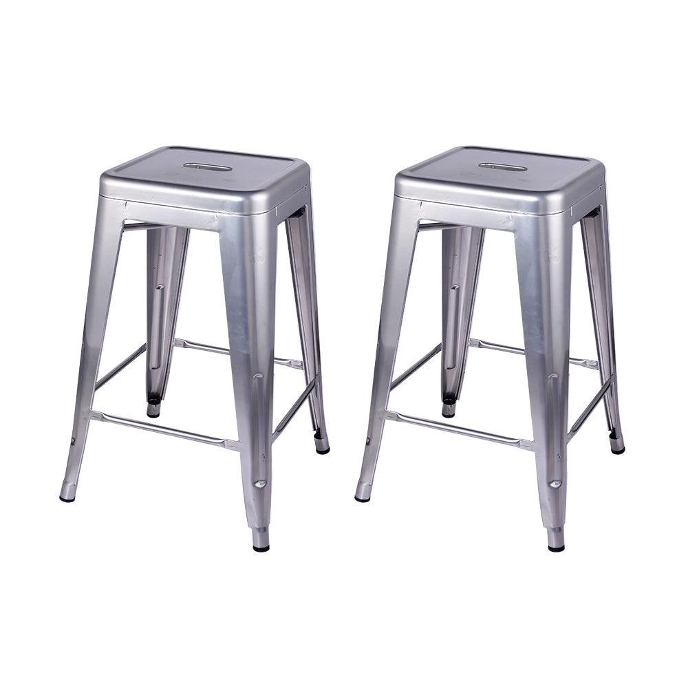 GIA Silver 24 Inch Backless Metal Stool