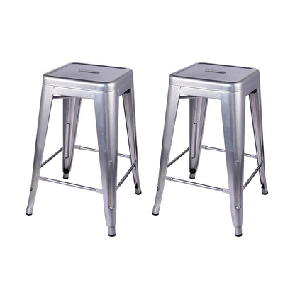 GIA Silver 24 Inch Backless Metal Stool