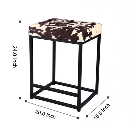 GIA 24 Inch Brown Cow Square Stool
