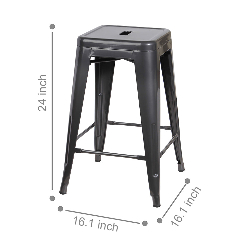 GIA Gun Gray Color 24 Inch Backless Metal Stool
